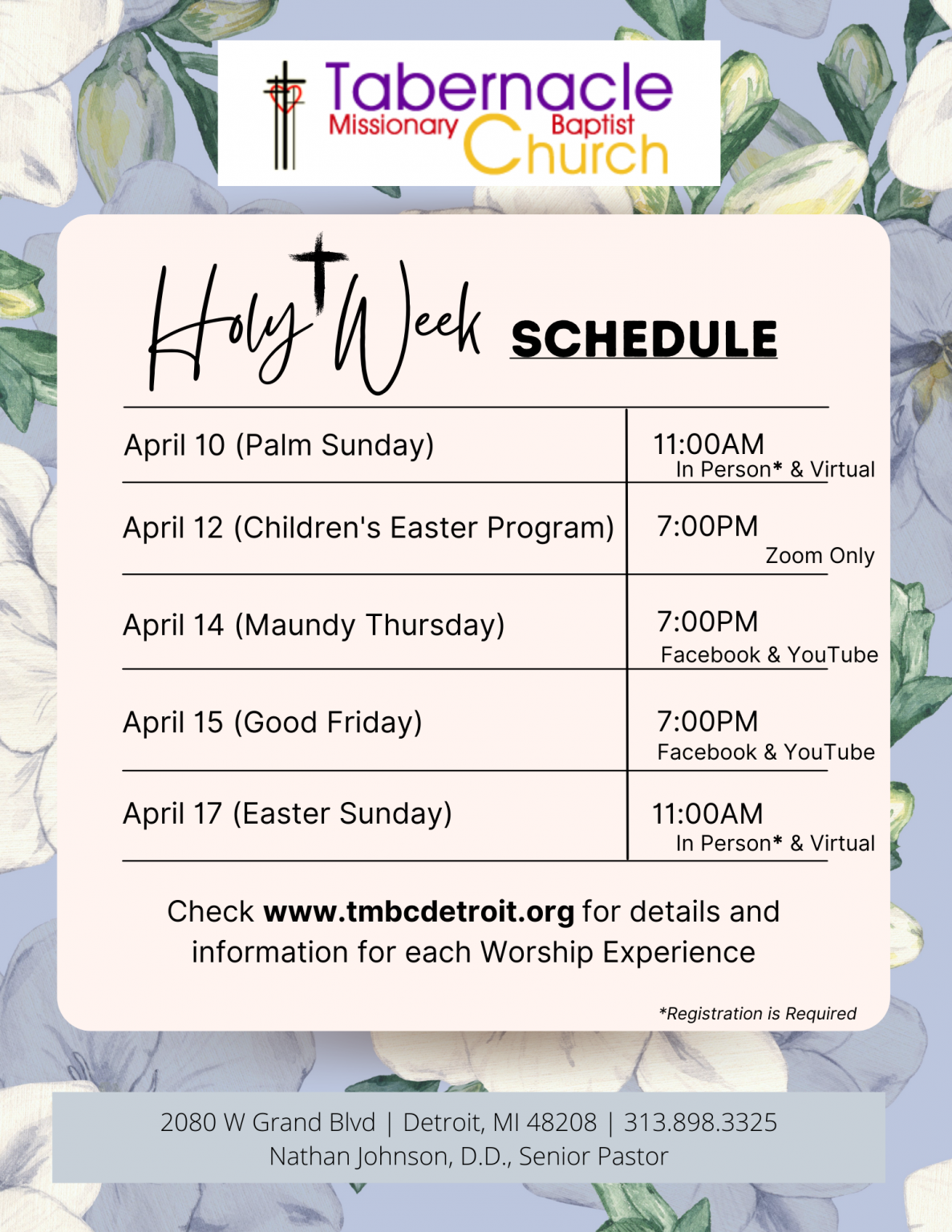 2022 Holy Week Schedule ::: A Place to Belong, Not Just Attend